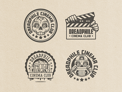 Dreadphile Cinema Club Lockups badge cinema clabboard club film graphic design graphicdesign horror lockup lockups logo movies retro skull vhs vintage