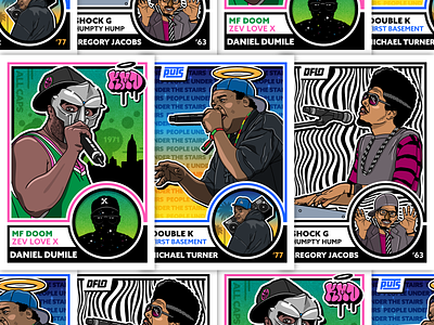 Rest In Beats Cards design doublek graphicdesign hiphop illustration merch mfdoom msg317 music popart popup prints rap shockg trading cards vector