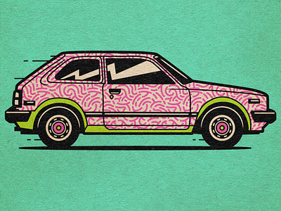 '82 Honda 1983 automobile car civic honda illustration illustrator msg317 vector vintage