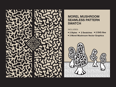 Morel Mushroom Pattern design design goods digital graphic design illustrator morel msg317 mushroom natural nature pattern seamless swatch vector