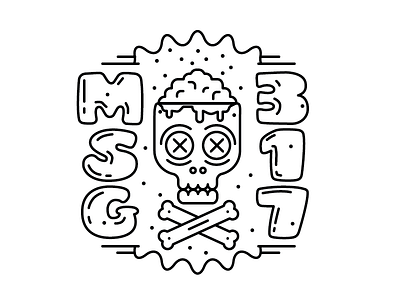 MSG317 Skull Badge badge brain illustration skull