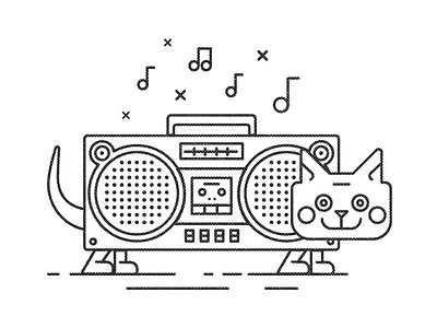 Cat Boombox boombox cat illustration jambox radio