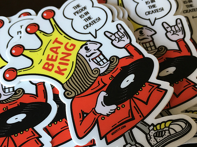 Beat King Stickers! crates digging king music pizza record vinyl