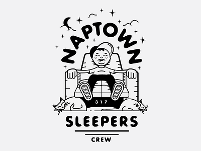 Naptown Sleepers cartoon cats illustration indianapolis naptown recliner sleep