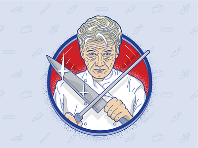 Gordon Ramsay - UK Sticker Mule Playoff badge chef fanart food gordon ramsay knife sticker stickermule uk