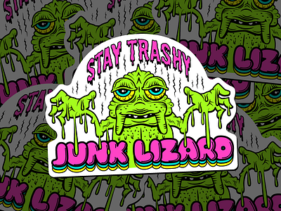 Junk Lizard Sticker drips garbage junk lizard msg317 sticker trash