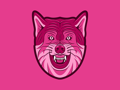 Pinkwolf head mascot pink wolf