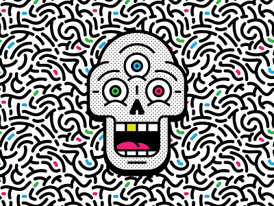 Screaming Skull brains branding graphic design illuminati illustration msg317 pattern skull thirdeye vector