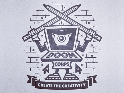 Doom Corps Mascot art character computer illustration mascot msg317 pencils vector vintage vintage badge