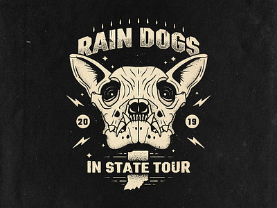 Rain Dogs Band Tee art band design dog graphic illustration indiana msg317 music one color retro skull tshirt design
