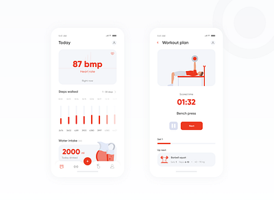 Fit Tracks app app figma fit fitness mobile red ui uiux ux