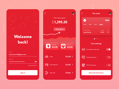 Finance application design app figma finance interface mobile money red ui uiux