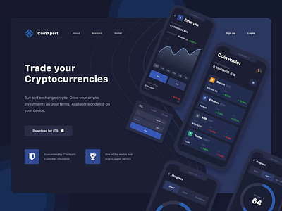 Crypto 2d animation ae blockchain concept crypto figma landing mobile motion trading ui ui design uiux ux