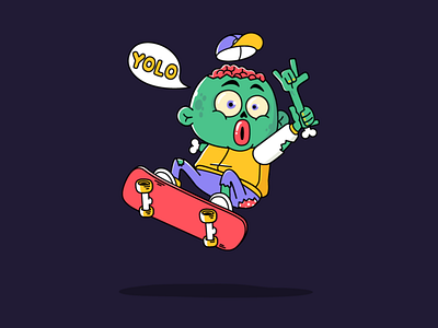 Skateboarding zombie