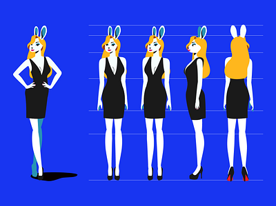 Character design - Gentlemen MV 2d black dress bunny character charater design flat girl high heels illustration model sheet sexy women