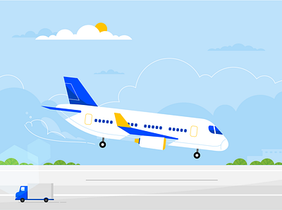 Plane 2d airplane flat flight illustration plane travel