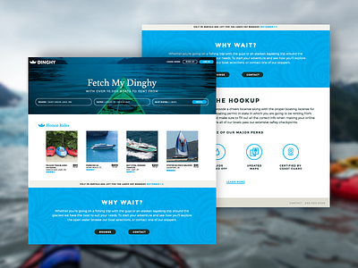 Dinghy Website boating branding clean flat logo one page outdoors ui web design