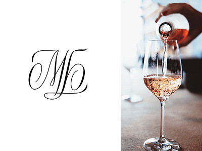 МБ monogram logo calligraphy classy copperplate elegant lettering logo monogram wine