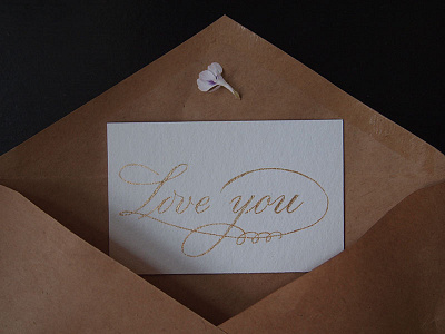 Love you calligraphy card calligraphy card copperplate gold handwritten love