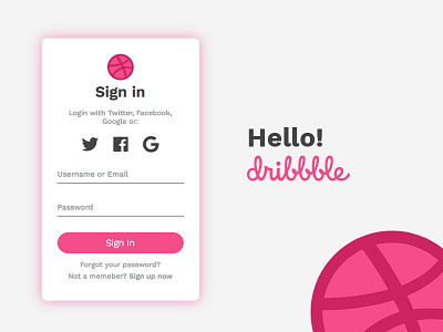 Hello Dribble css html form login form web design