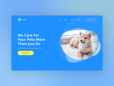 Pet and veterinary website dog landing page landing page design pet pet care ui ui design ui designer vet landing page visual design web ui website ui