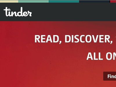 Read, Discover, _______, ________, All on Tinder. red tinder