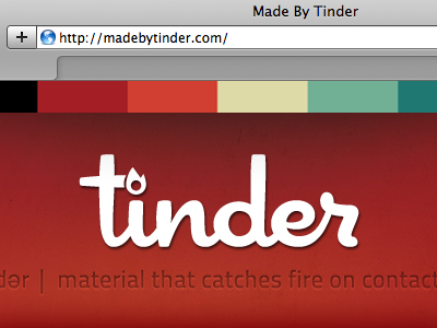 'Tinder' Launch Page branding letterpress logo red type website
