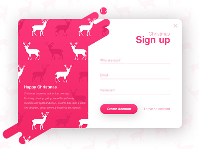 Sign up - Christmas (season series) christmas clean deer form illustration interface login popup register signup ui ux
