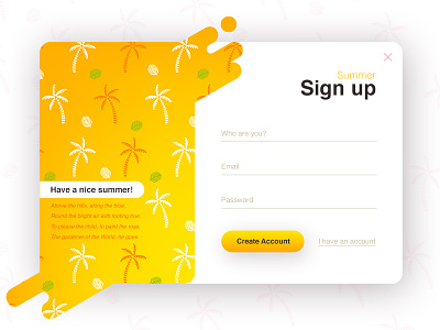 Sign up - Summer (season series) clean form interface liquid login palm popup register signup summer ui ux