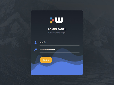 Login Screen for Admin Panel admin clean dark form login panel register signup ui ux waves