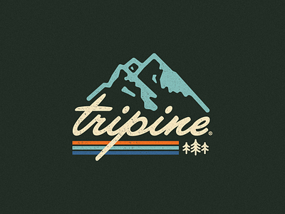 Retro TriPine Script badge logo mountains outdoor retro shirt simple ski trees vintage