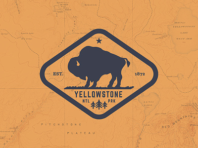 Yellowstone National Park badge bison buffalo logo merica clothing co. national park yellowstone