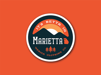It's Betta in Marietta badge coaster georgia logo marietta merica clothing co. mountains patch