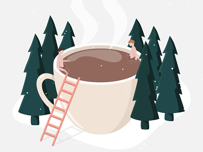 Hot Spring Coffee coffee coffee illustration design design vector forest graphic design hot coffee hot spring illustration illustrator vectorart