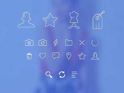 Outline Style Icons camera comment delete designer icons ios 7 iphone loading outline search tags user