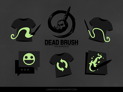 Dead Brush Icons black brush color dead death dye fabric green grey icons print t shirt