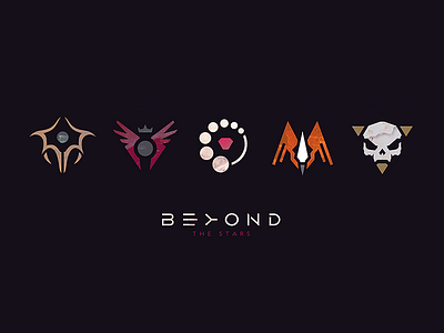 Emblems — BEYOND THE STARS 2d emblem faction game gold logo orange red scifi white
