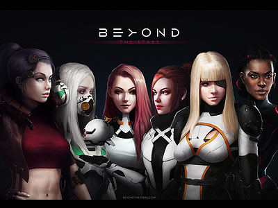 Characters 6 — BEYOND THE STARS 2d art character digital game girl group scifi suit video woman