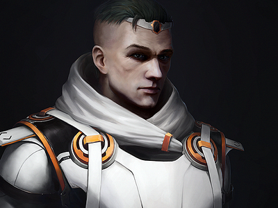 Confederation Official — BEYOND THE STARS armor character face game man online portrait scifi space suit white