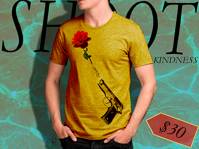 Shoot with kindness branding design first try gun mockup rose t shirt design unexperienced