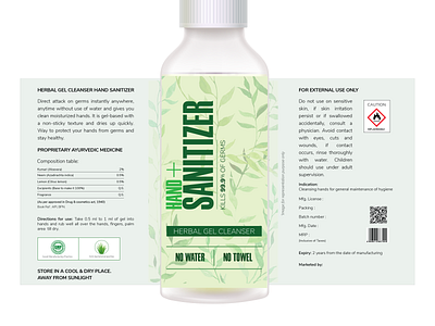 Hand Sanitizer Packaging bold font branding clean design identity design label labeldesign leaves natural packagedesign packaging packaging design typogaphy typography vector