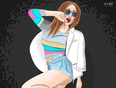 Illustration - The Crazy Girl clean illustration vector