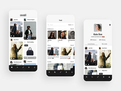 Fashion designers app app black fashion app minimal mobile mockup photo ui uidesign ux uxdesign white