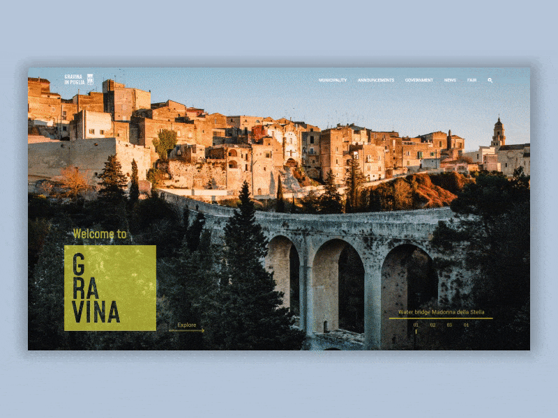 Gravina in puglia website ux ui mockup website concept travel city gravina in puglia design