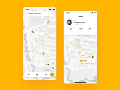 iOS Taxi Application design app car design drive driver app interface map taxi taxi app taxi booking app taxi ui tracking transport ui