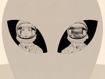 Alien alien art astronaut drawing illustration pencil planet reflection space