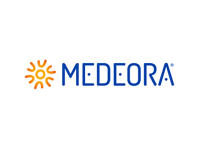 Medeora Logotype blue care cid logo logotype love ngo nonprofit orange sign sun symbol