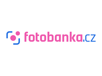 Fotobanka.cz Logotype blue branding camera cid design logo logotype photography pink sign symbol vector