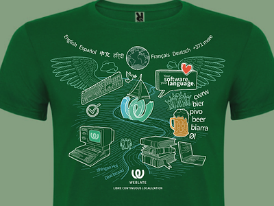 T-shirt Weblate branding clothing doodle drawing green illustration linear sketch symbols t shirt tshirt vector