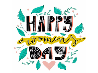 Happy women's day cute design doodle drawing hand drawn handdrawn illustration lettering quote swirl